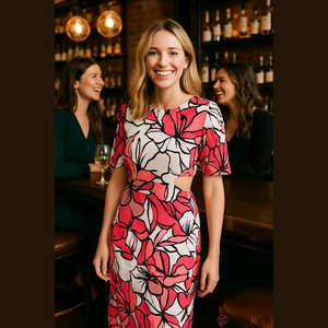 Women's Bisou Bisou Dress, Size 12, White & Pink Floral